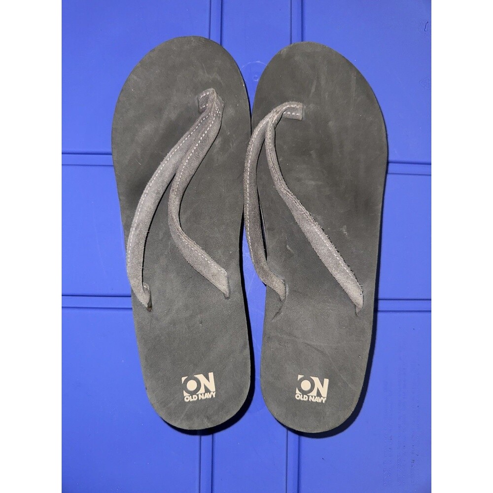 Old Navy Gray Platform Flip Flops Women’s Size 11 Faux Suede Straps Y2K Style